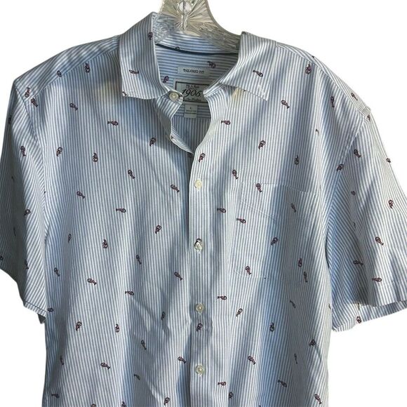 Joseph A. Bank Men's Lobster Print Button-Up Shirt Blue Size L - Picture 3 of 8